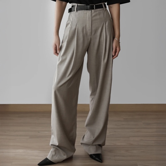 The Frankie Shop Gelso Pleated Trousers Taupe Melange NWT - Picture 2 of 11
